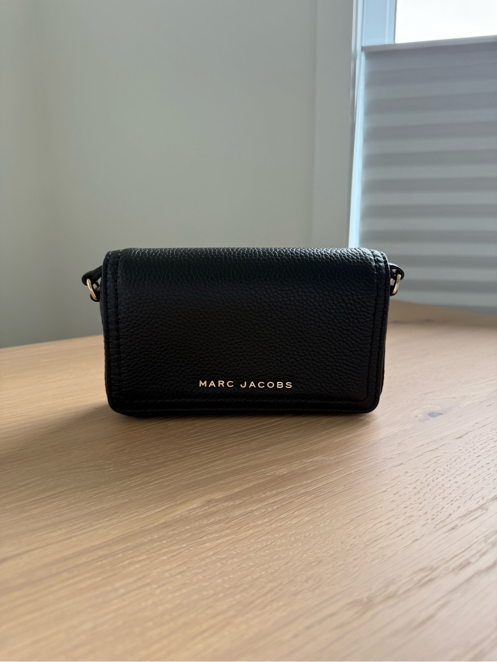 Marc Jacobs Black Pebble Leather Crossbody with Gold Logo